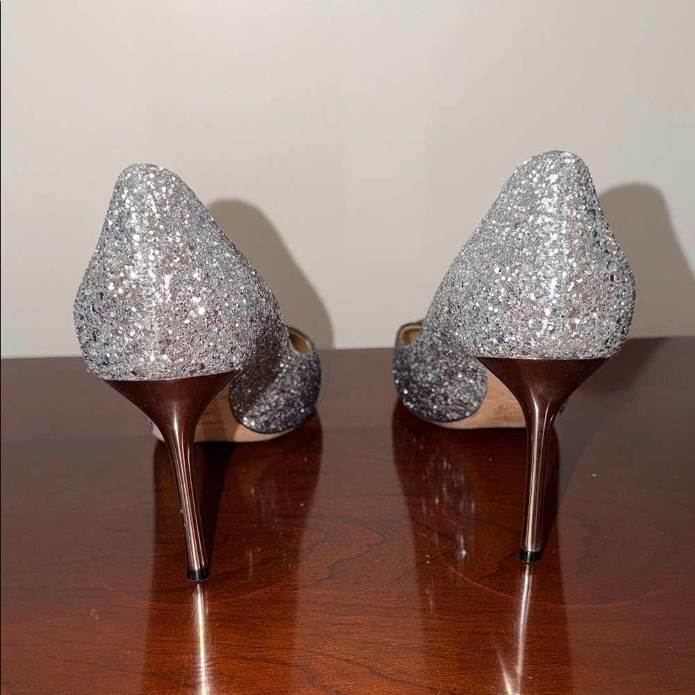 Jimmy Choo Glittering Silver and Black Heels - Picture 4 of 8